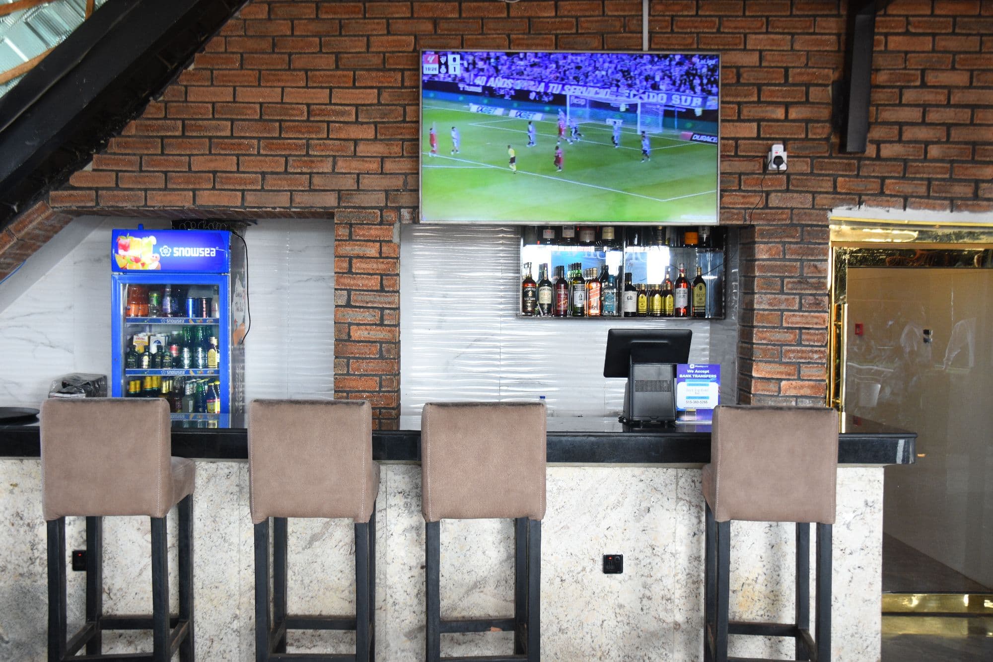 Bar stools and back bar